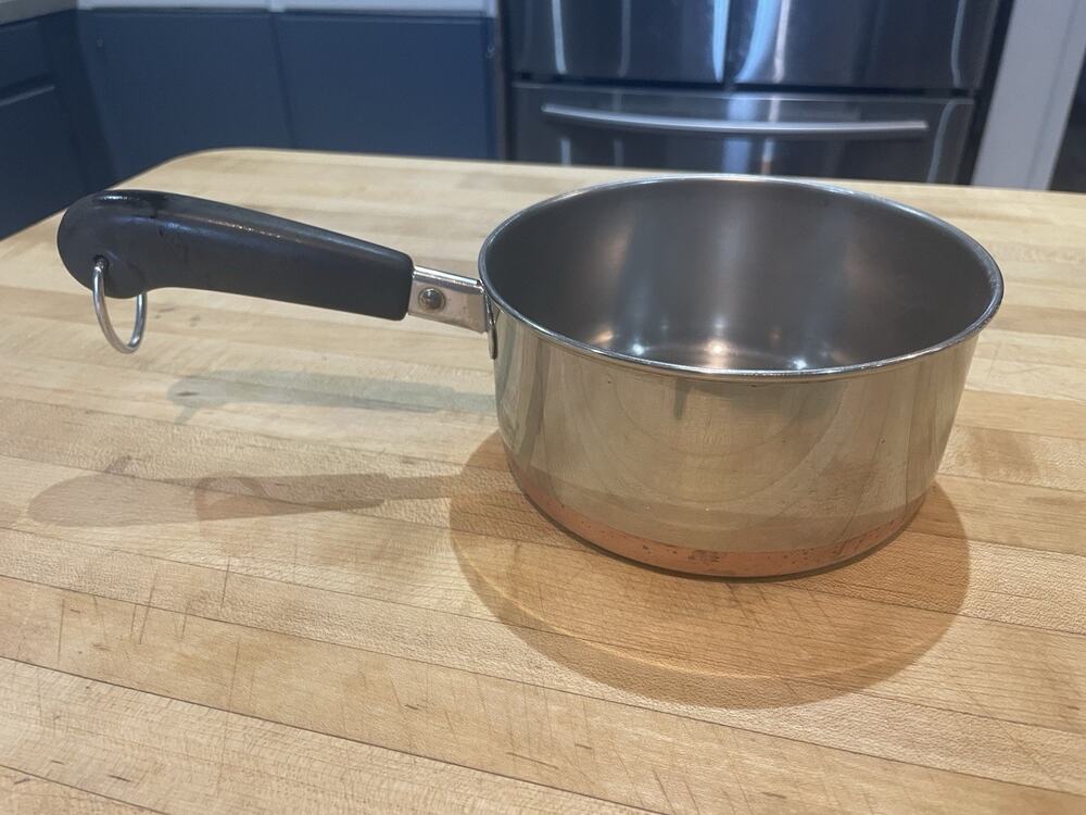 1801 REVERE WARE 1 Quart Sauce Pan Copper Bottom Vintage Clinton IL USA No Lid